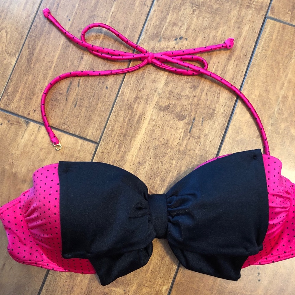 Victoria Secret polka dot bow front strapless top